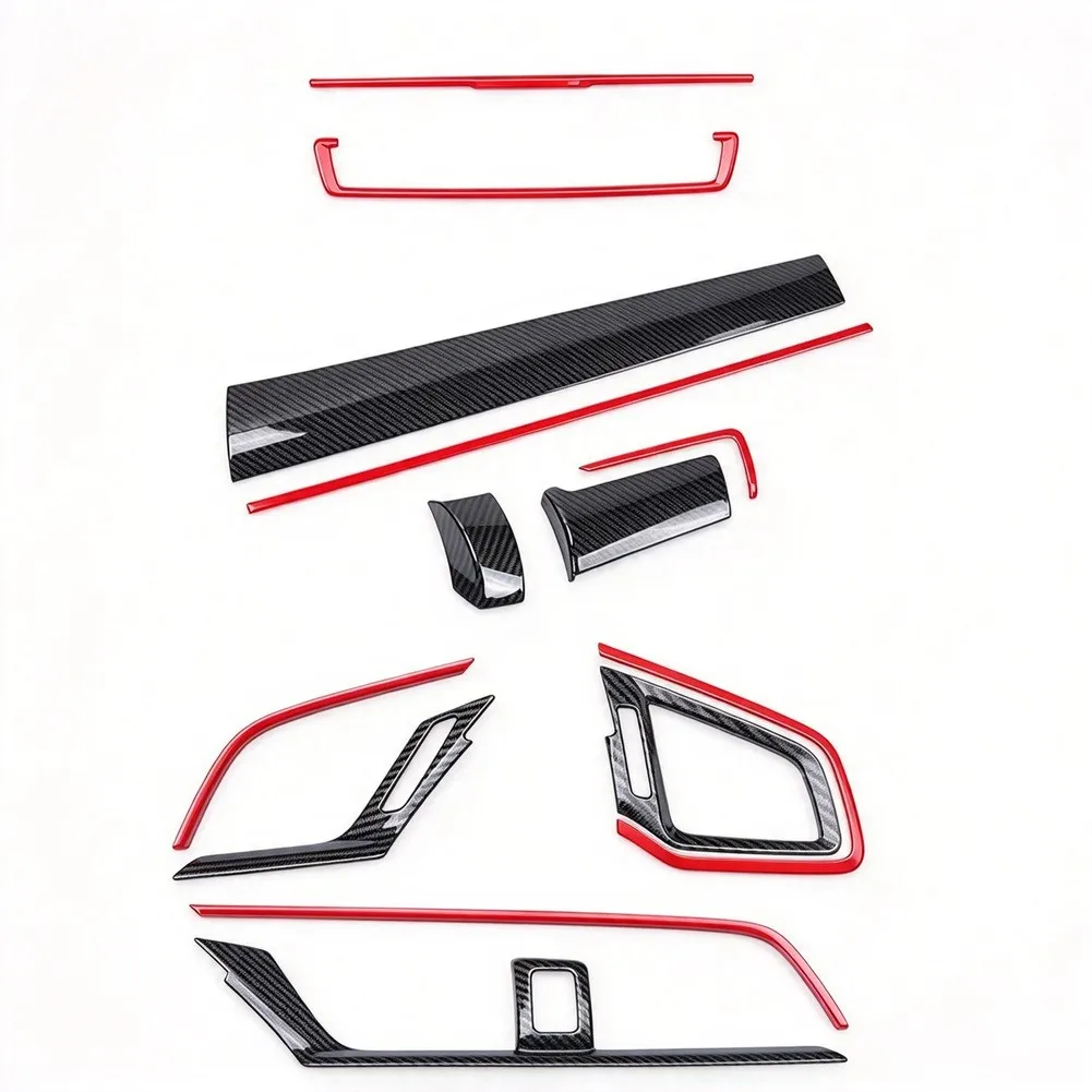 Carbon Fiber Interior Trim Kit Compatible with For honda For civic 2016 2017 2018 2019 2020 Includes 11 ABS Trim Components