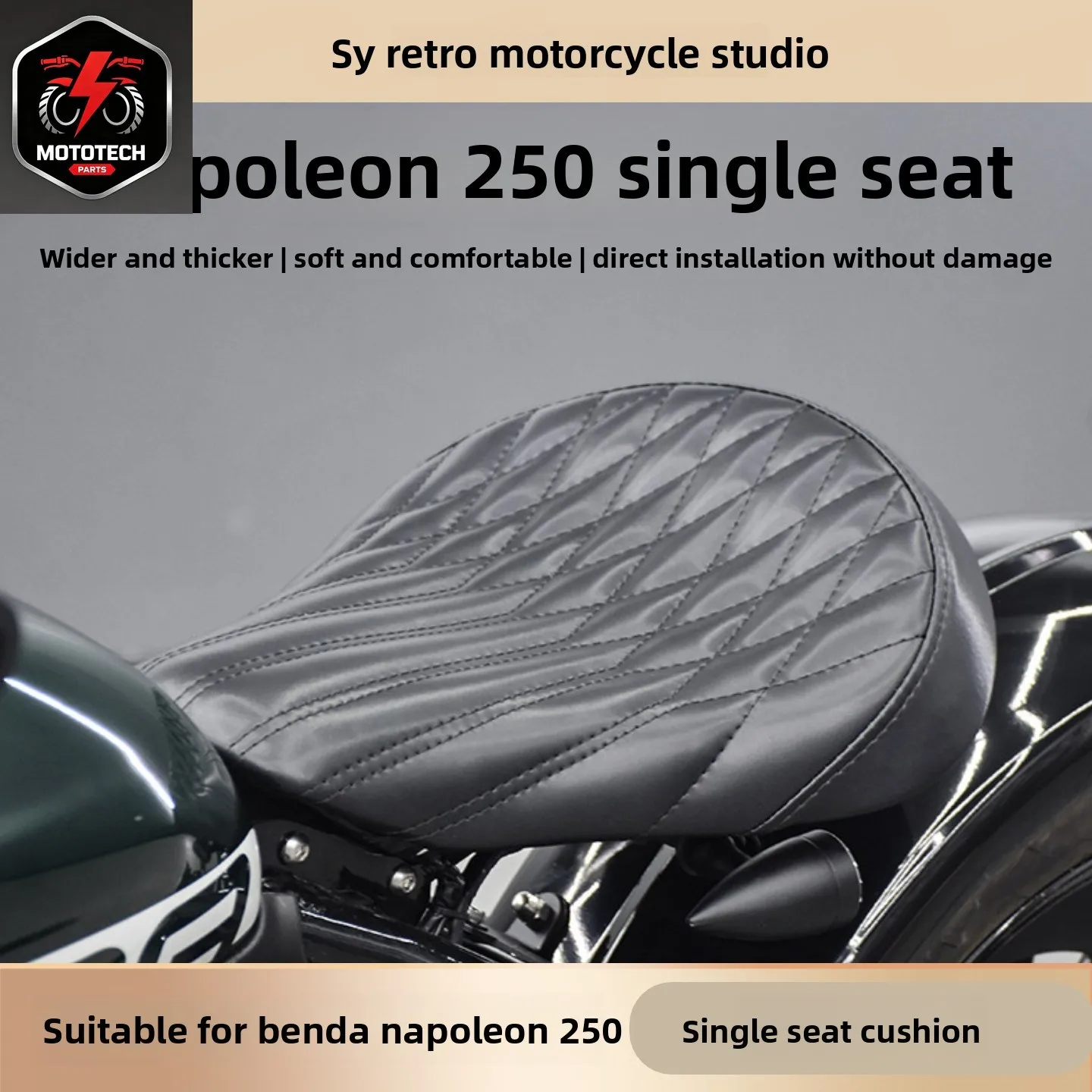 Benda Napoleon 250 Vintage Single Spring Cushion Front Seat Bobber Wide Thickened Front Seat Comfort Accessories
