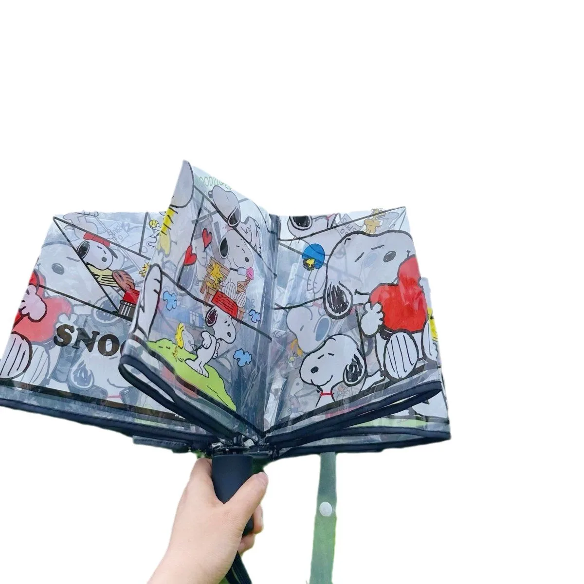 Snoopy Cartoon Transparent Folding Umbrella Windproof Umbrella Men Women Manual Automatic Japanese Korean Style Umbrella