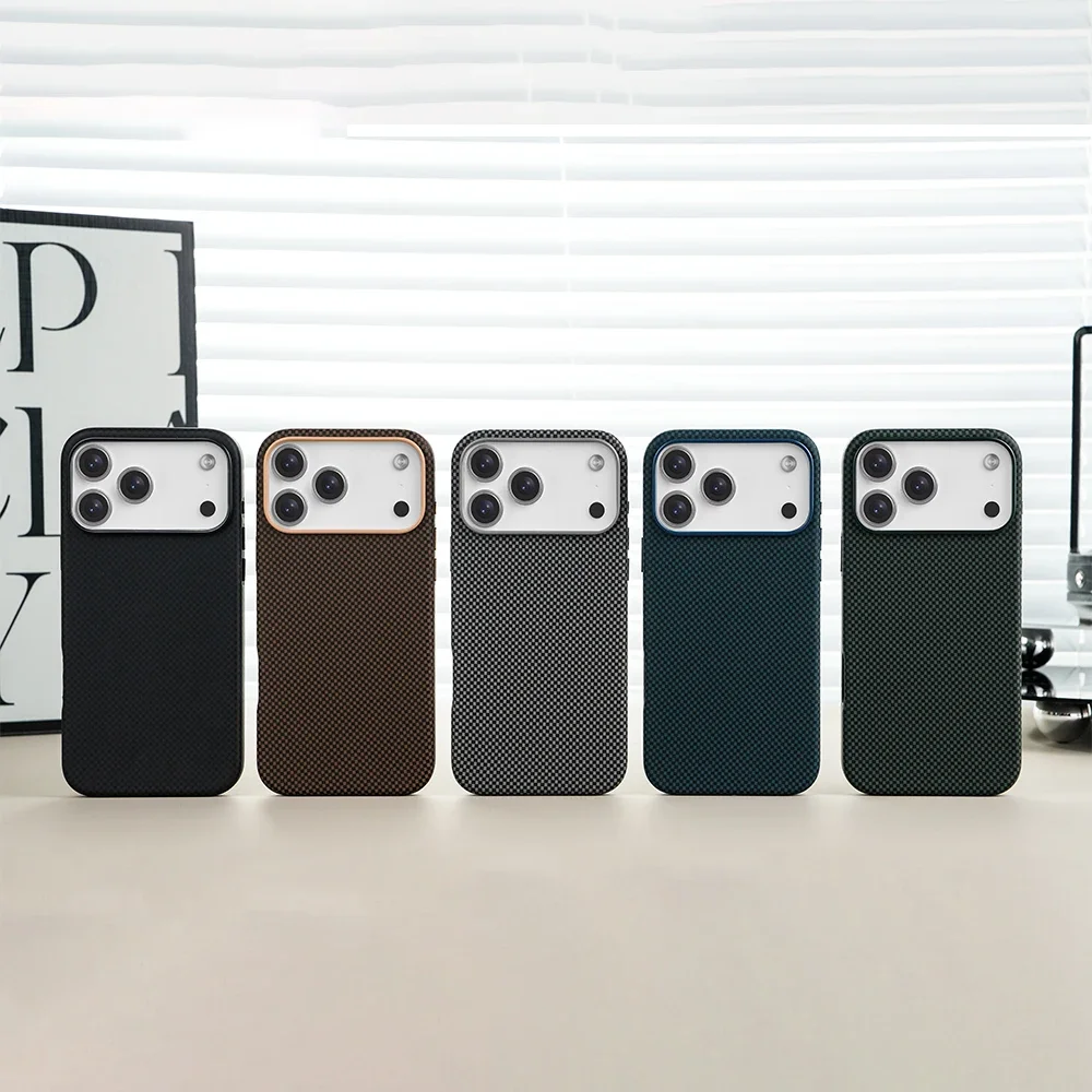 High Quality Carbon Fiber Texture Leather Checkered Magnetic Phone Case For IPhone 17 Pro Max 16 15 14 For Magsafe Protect Cover view 5