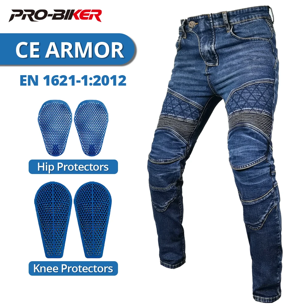 

Four Seasons Men's Motorcycle Pants Anti-fall Motorbike Pants Windproof Outdoor Motocross Riding Pants Built In CE Protectors