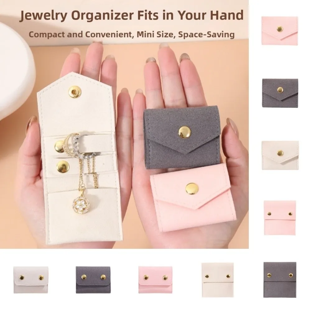 Microfiber Velvet Mini Jewelry Display Bag Small Foldable Necklace Ring Packing Bag Storage Case Solid Color Earrings Organizer