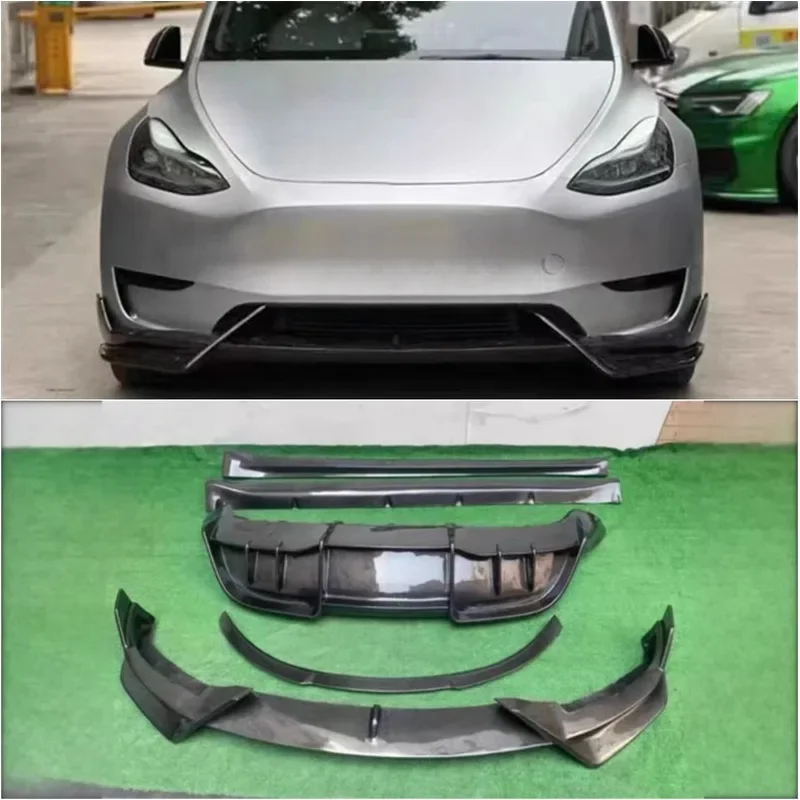 

High Quality Carbon Fiber Bumper Front Lip Rear Lip Side Skirts Tail Wing Spoiler Kit For Model Y