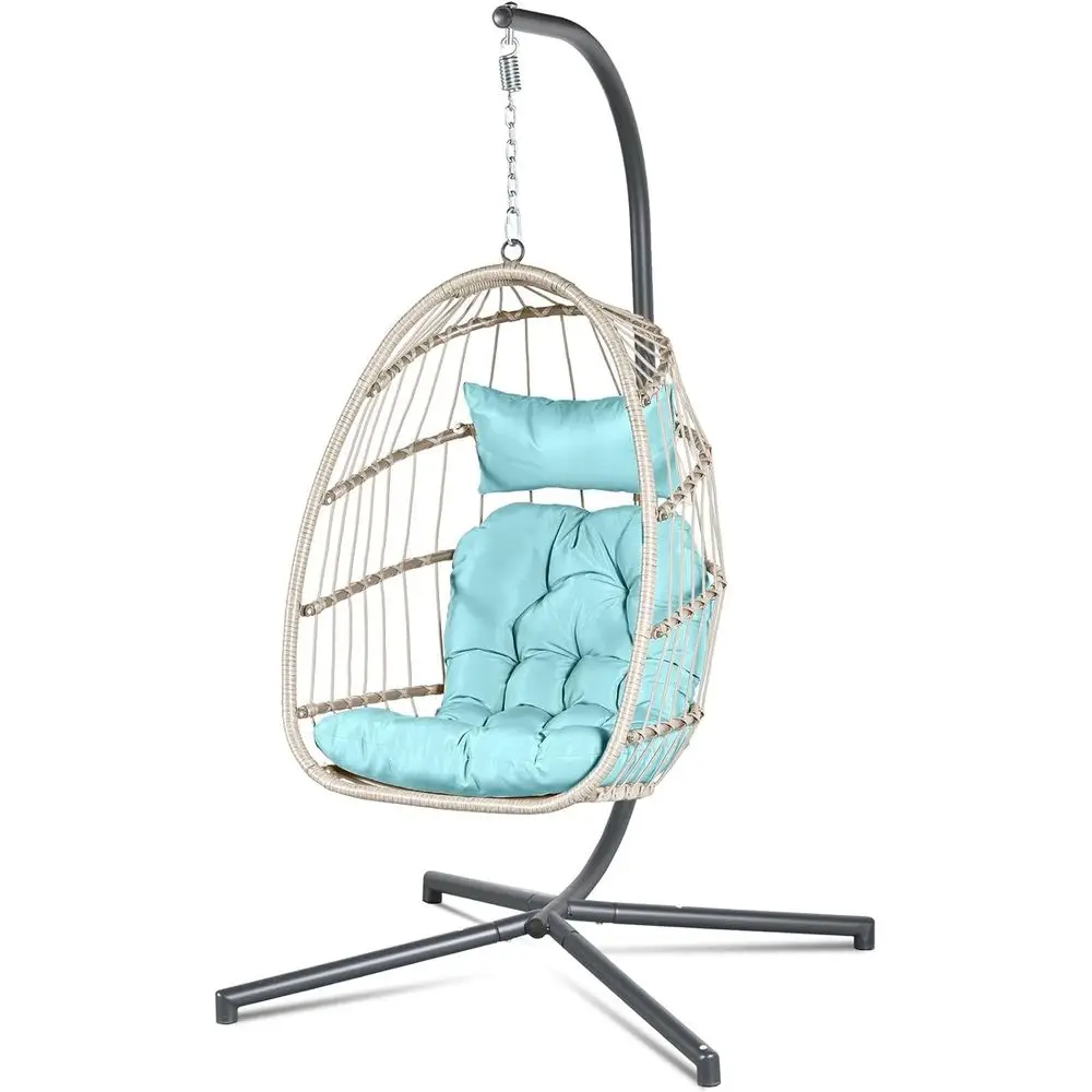 

Hanging Egg Chair with Stand - Indoor/Outdoor Swing Hammock Chair with Plush, Washable Cushions, 350LBS