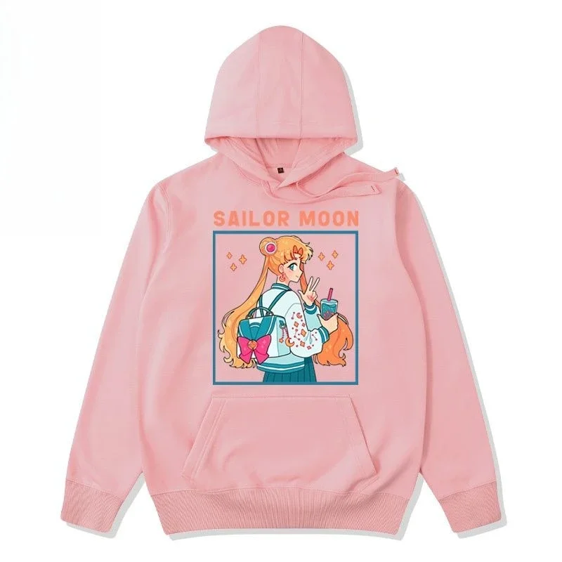 Sweater Hoodie Sailor Moon Trend Explosion Peripheral Joint untuk Pria dan Wanita, Musim Gugur dan Musim Dingin, Beludru, Serbaguna, Kasual, Trendi