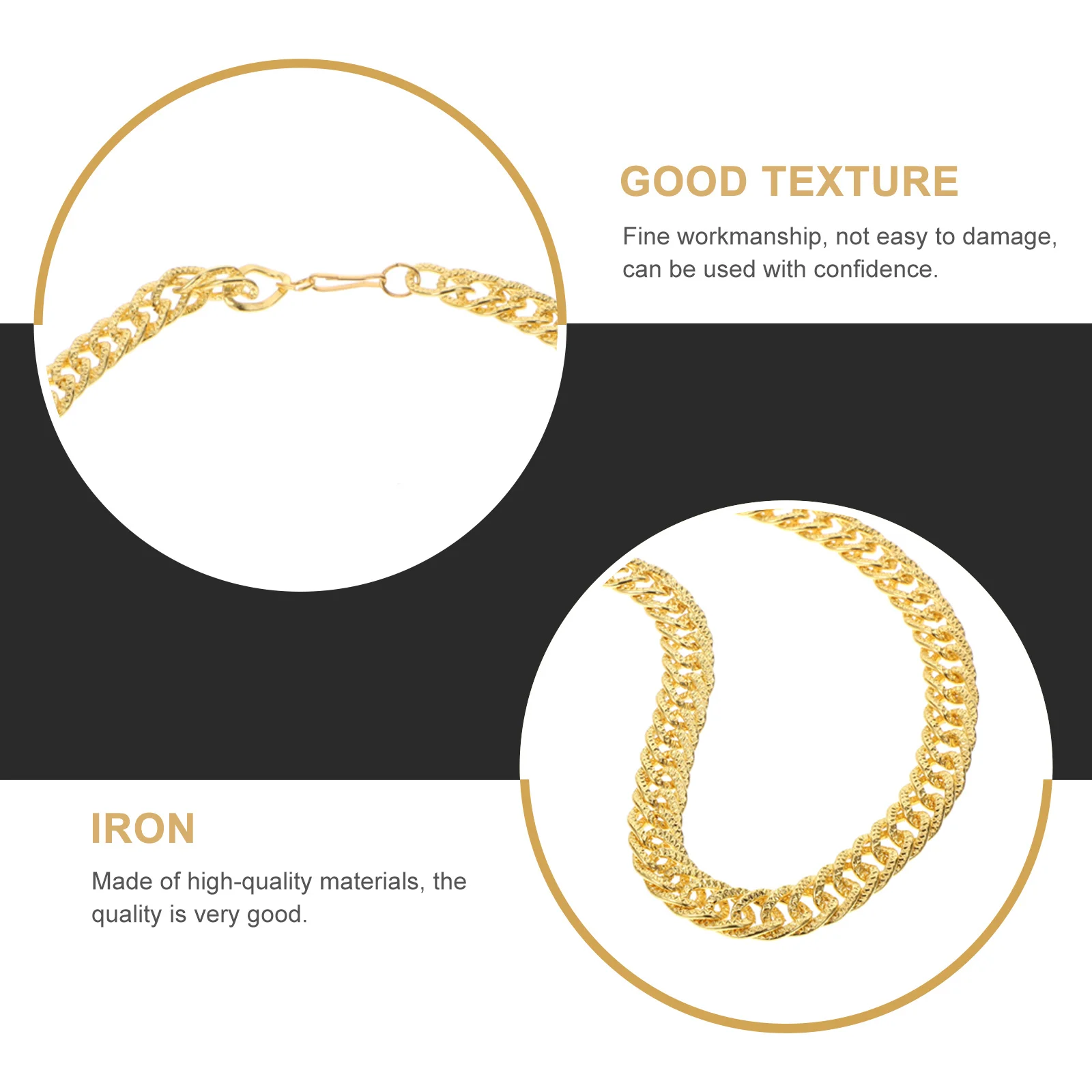 

3Pcs Imitation Golden Necklace Hip-Hop Style Exaggerated Jewelry Party Street Style Necklace Male Accessories Golden Neck Chain