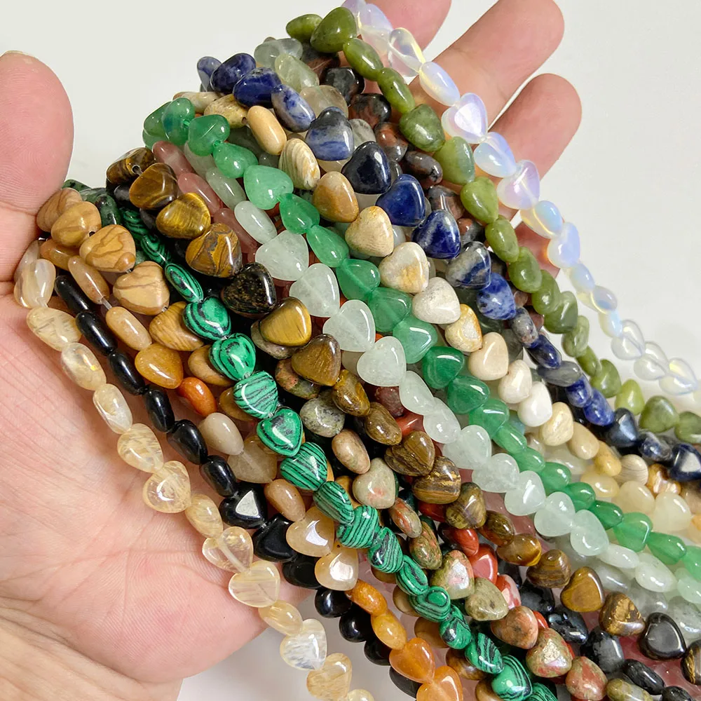 Heart Shape Natural Gem Stone Beads Quartz Jades Jaspers Bead 10mm For DIY Handmade Necklace Bracelet Earring Making Wholesale