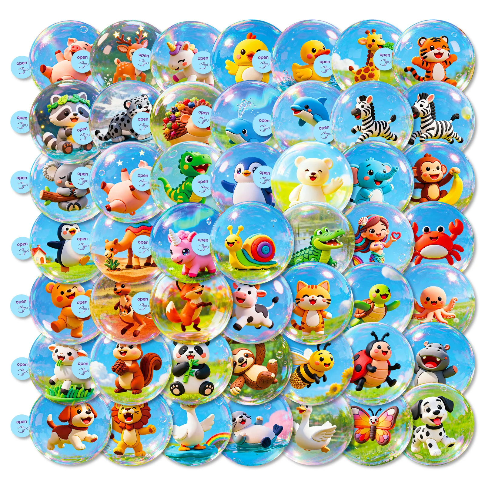 50/100Pcs Nette Tier Blase Ball Cartoon Wasserdichte Aufkleber für Telefon Laptop Schreibwaren Box Helm Lagerung Box Schublade abziehbilder