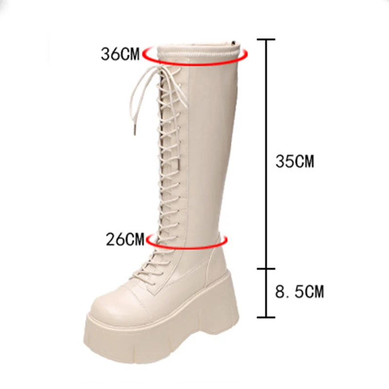 Platform Knee High Boots Women 2023 Autumn Winter Thick Platfrom Long Boots Woman Fashion Zipper Lace-Up Solid Thigh Botas Mujer