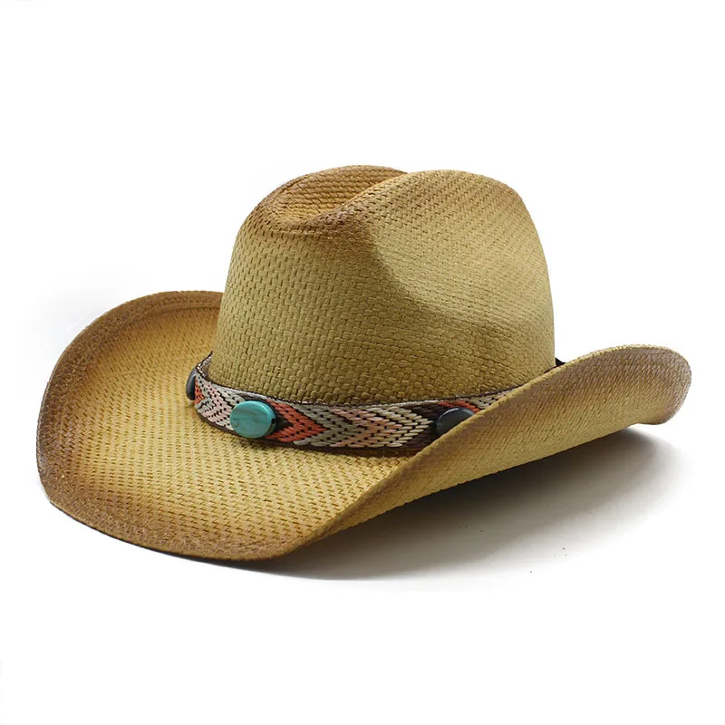 

Cross-border Foreign Trade Men's And Women's Big Brim Sun Protection Hat Spray Paint Straw Cowboy Hat Outdoor Sun Hat Beach Hat