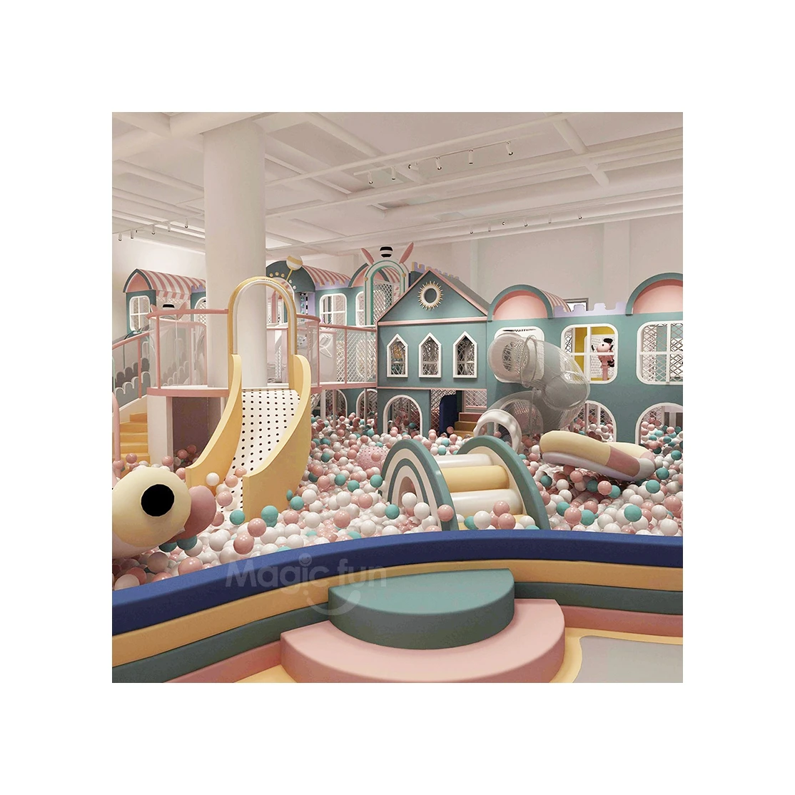 New Fast Delivery Soft Playroom Furniture Playground Kids Play Club Soft Play Center With Wooden Soft Play Mats