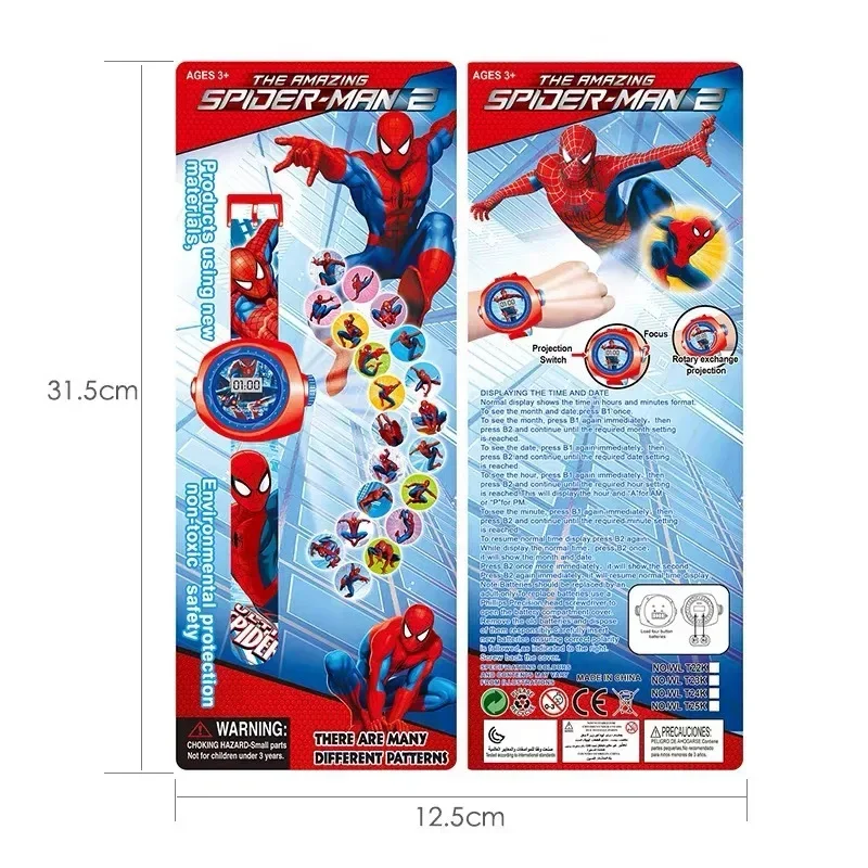 Hot Selling Disney Peripheral Toy Watch Spider Man Mickey Ice Queen Children\'s Cartoon Watch 3D Projection Electronic Watch