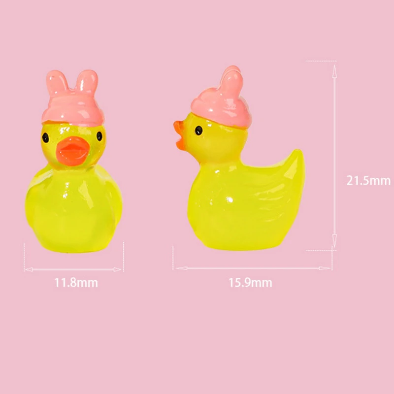 5 pezzi nottilucenti mini piccola anatra gialla serie accessori in resina micro paesaggio decorazioni per la casa cartone animato 3D ornamento decorazioni per auto