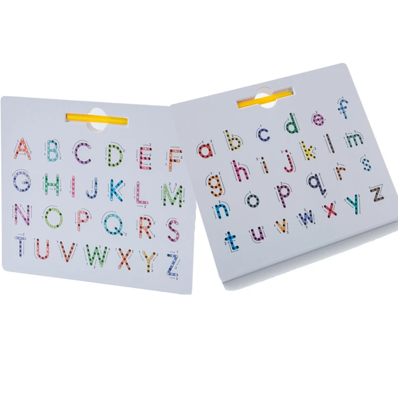 AM-2Pcs Magnetic Alphabet Trace Board Double Sided Upper & Lower Case Letters Writing Practice Kids Learning Toy