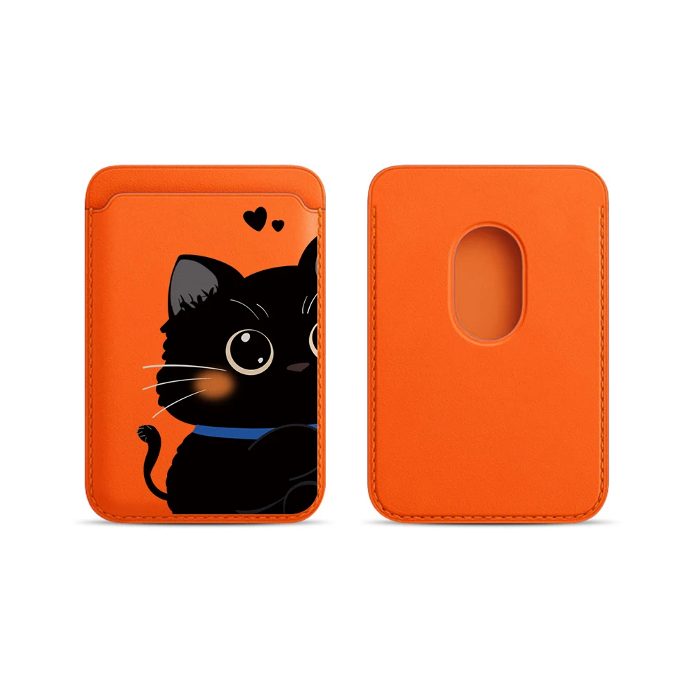Elegante Katzen-Paar-Leder-Kartenhalter-Handyhülle für Magnetische Hüllen, Geeignet für alle iPhone Magsafe Karten-Handy-Rückseiten-Taschen – Detail 6
