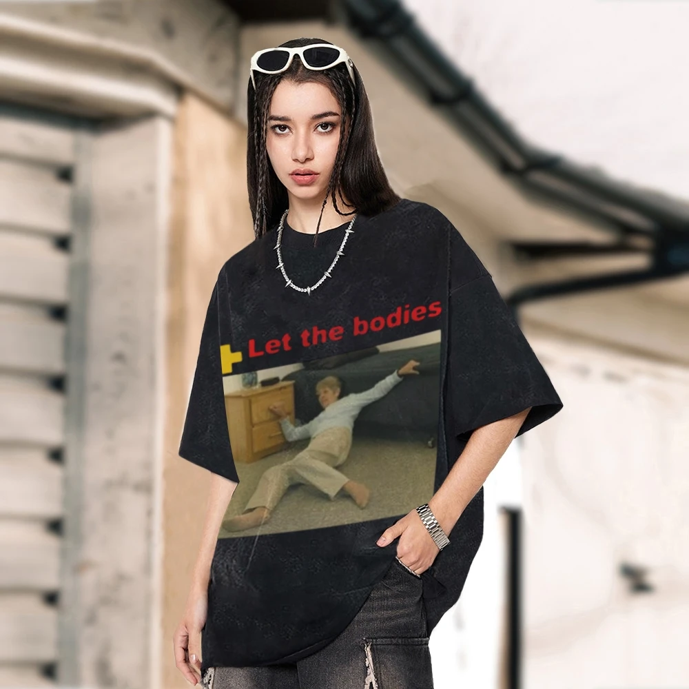 

Let The Bodies Hit The Floor Trendy Vintage Unisex Washed T-shirt 90s Vintage Oversize T-Shirt Retro Washed Stylish Tee