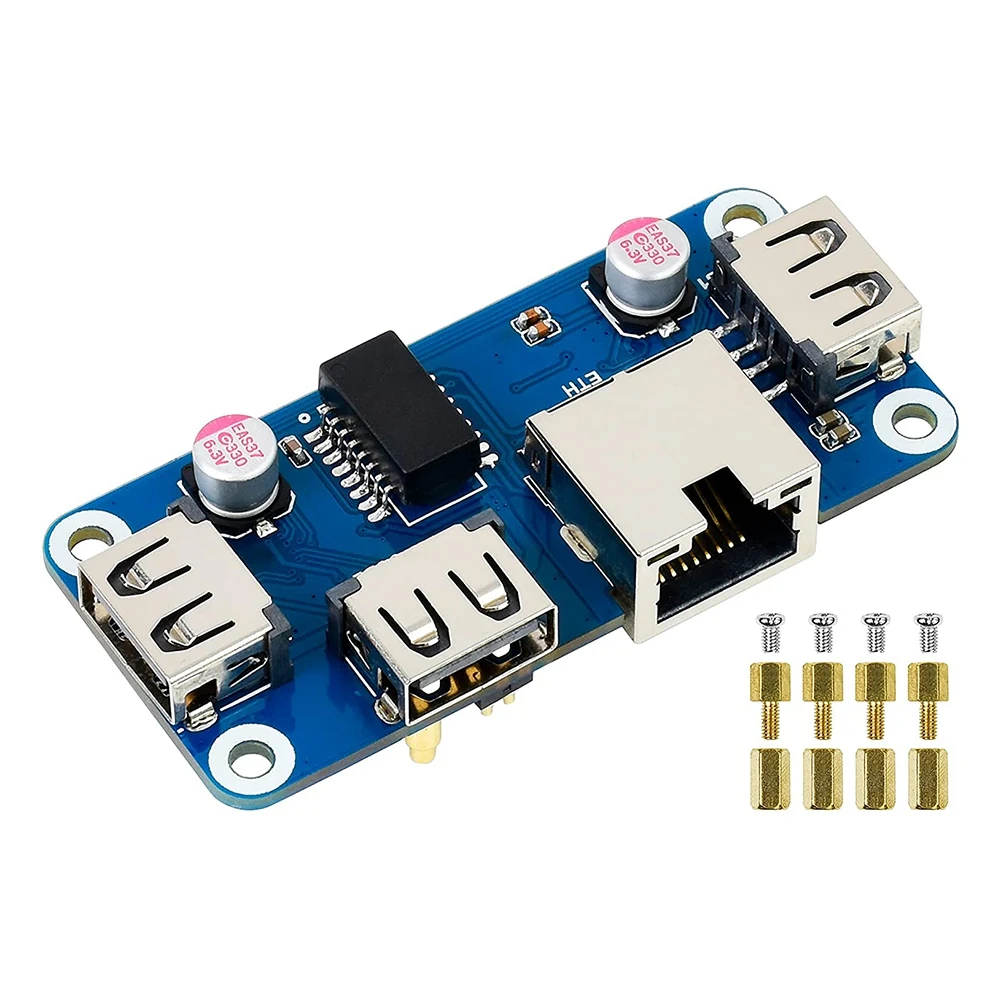 Cappello HUB Ethernet/USB (B) per Raspberry Pi 4B/3B +/3A +/2B/Zero/Zero con Zero WH, con porta Ethernet 1X RJ45