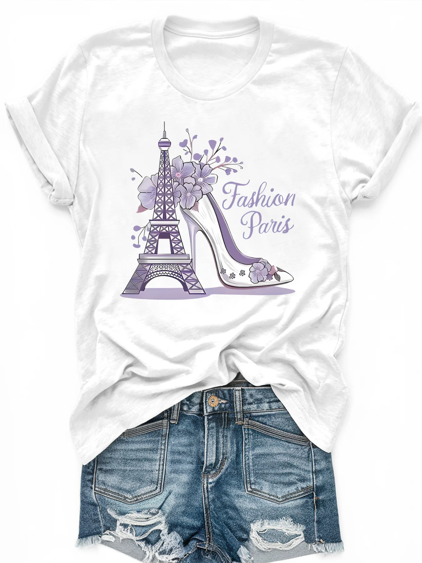 

Women's large-size printed short-sleeved T-shirt, loose and casual, soft, comfortable and breathable, outdoor sports