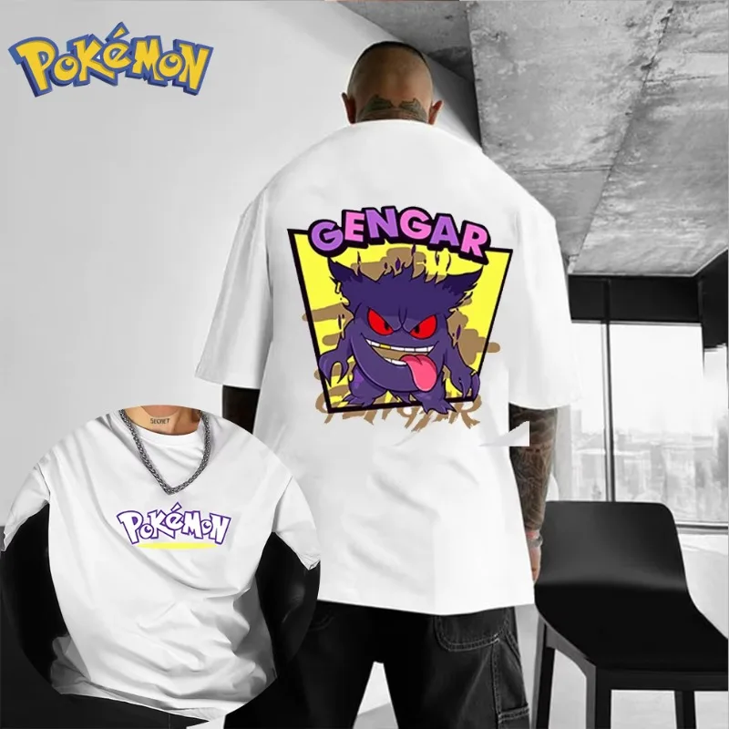 

Pokémon New Gengar Peripheral Printing T-shirt Men's and Women's Summer Y2K Harajuku Loose Casual Versatile Short-sleeved Top