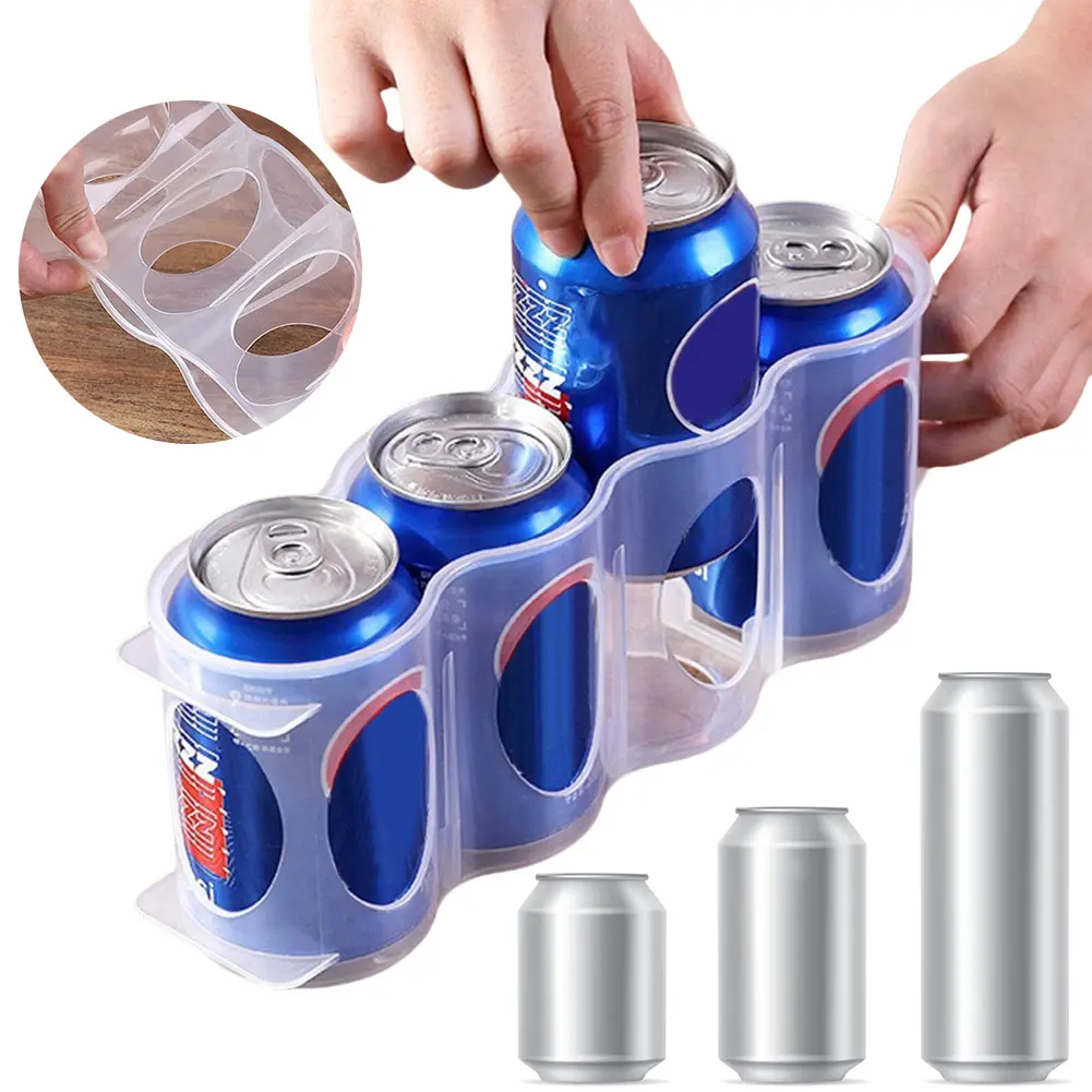 

2Pcs 4 Grid Beer Storage Box Drink Can Organizer Rack with Handle Fridge Drink Bottle Holder Portable Kitchen Accessories