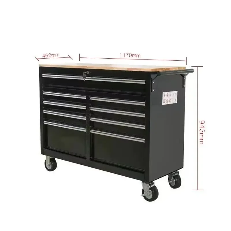 46 Inch Mobile Workbench Heavy Duty Metal Rolling Cart 100kg Capacity Adjustable Height 94.3cm Multifunctional Auto Repair