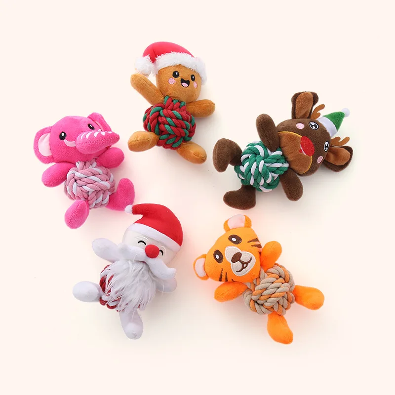 Animales pequeños, juguetes de peluche para perros con cuerda de algodón y chirriadores, juguetes dentales de animales resistentes a masticar para cachorros, juguetes para masticar para la dentición