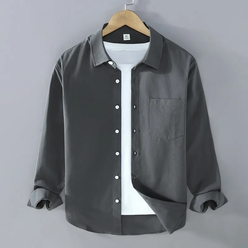 

Retro Japanese Sle Long Sve Cotton irt Men's Spring Autumn Casual Turn-down Collar White irt Comfortable Loose Fit