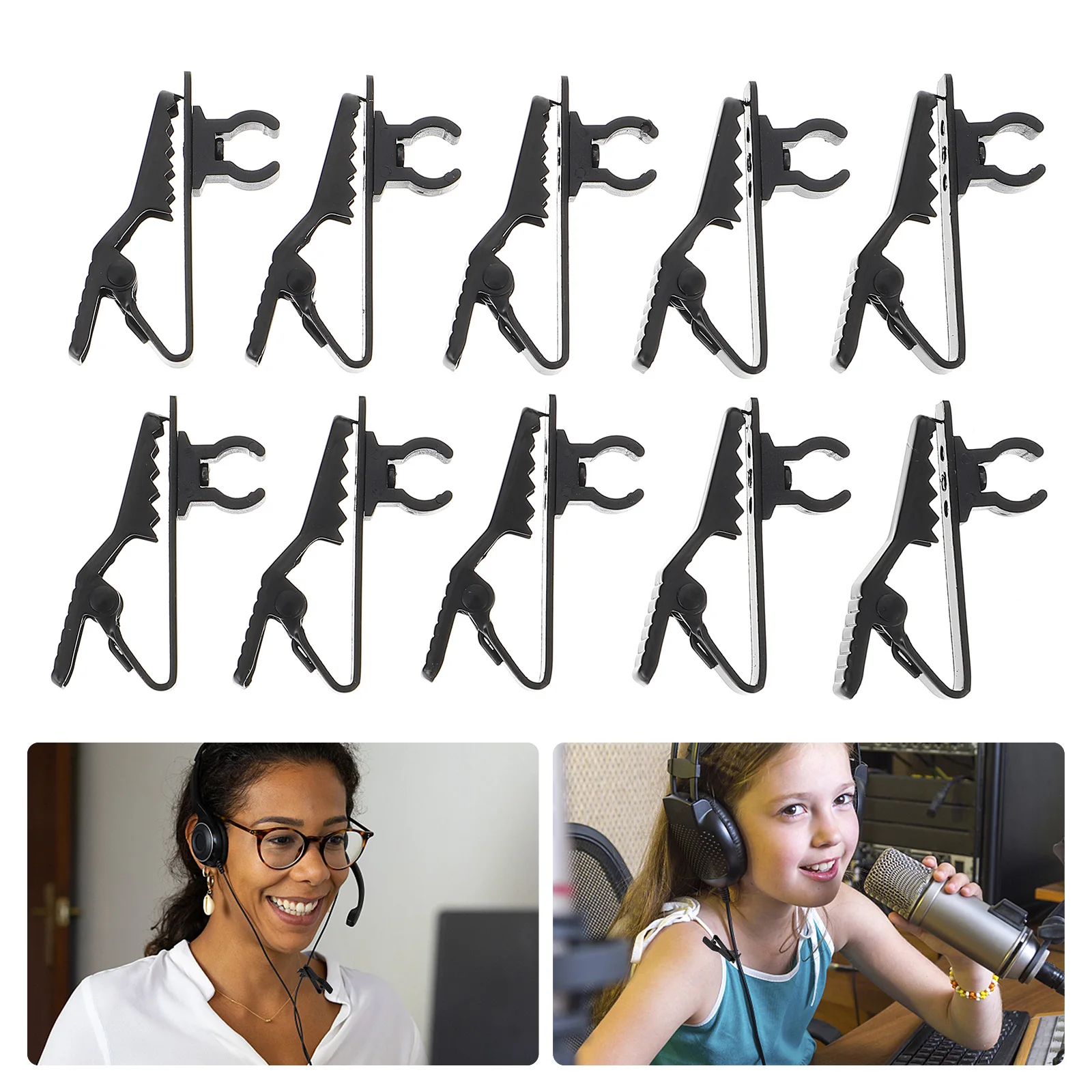 

10pcs Lapel Microphone Accessories 6mm Metal Clamp Mini Holder Durable Mic Clips Collar Clip For KTV Stage Portable