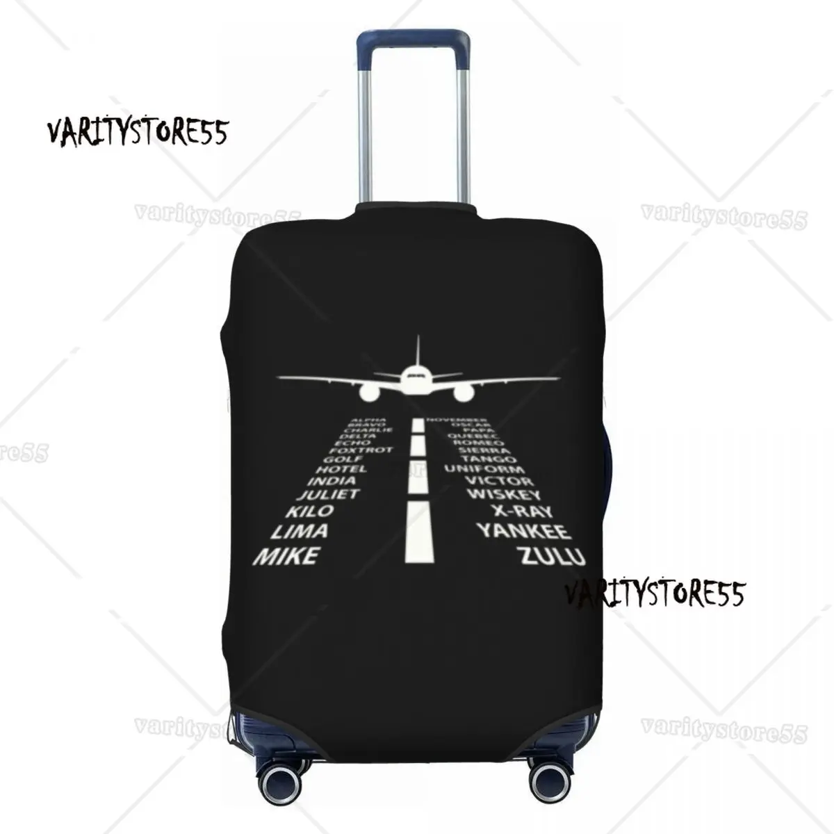 Custom Phonetic Alphabet Pilot Airplane Suitcase Cover Elastic Aviation Plane Fighter Travel Luggage Covers for 18-32 inch