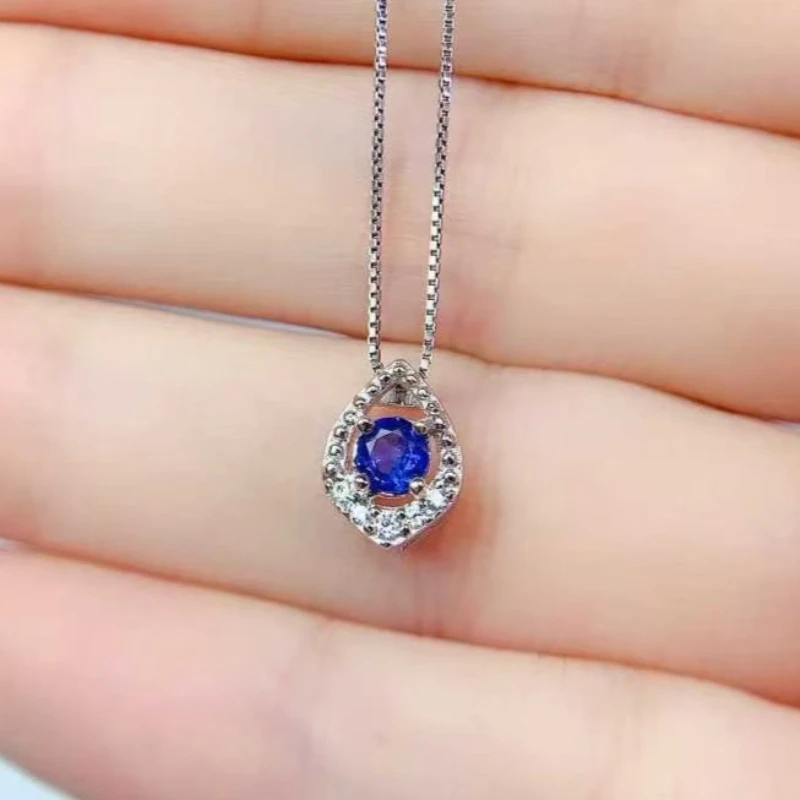 

Ювелирные изделия из серебра 925 пробы с сапфиром, подвеска с натуральным сапфиром 4 мм с сертификатом, подарок на день рождения для женщины