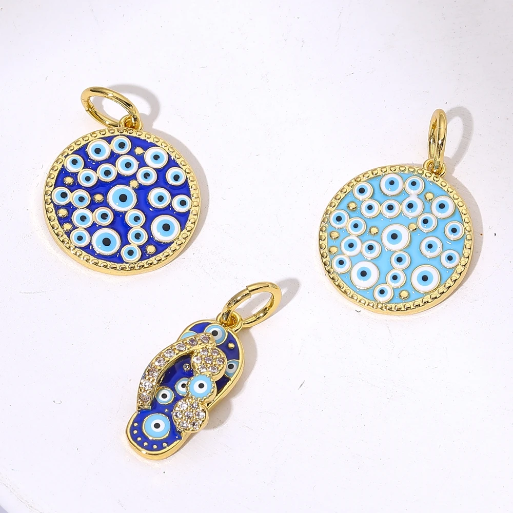 Juya Handwerk Bunte Emaille Anhänger Hausschuhe Hamsa Fatima Türkische Griechische Bösen blick Charms Für DIY Mode Schmuck Machen – Detail 20