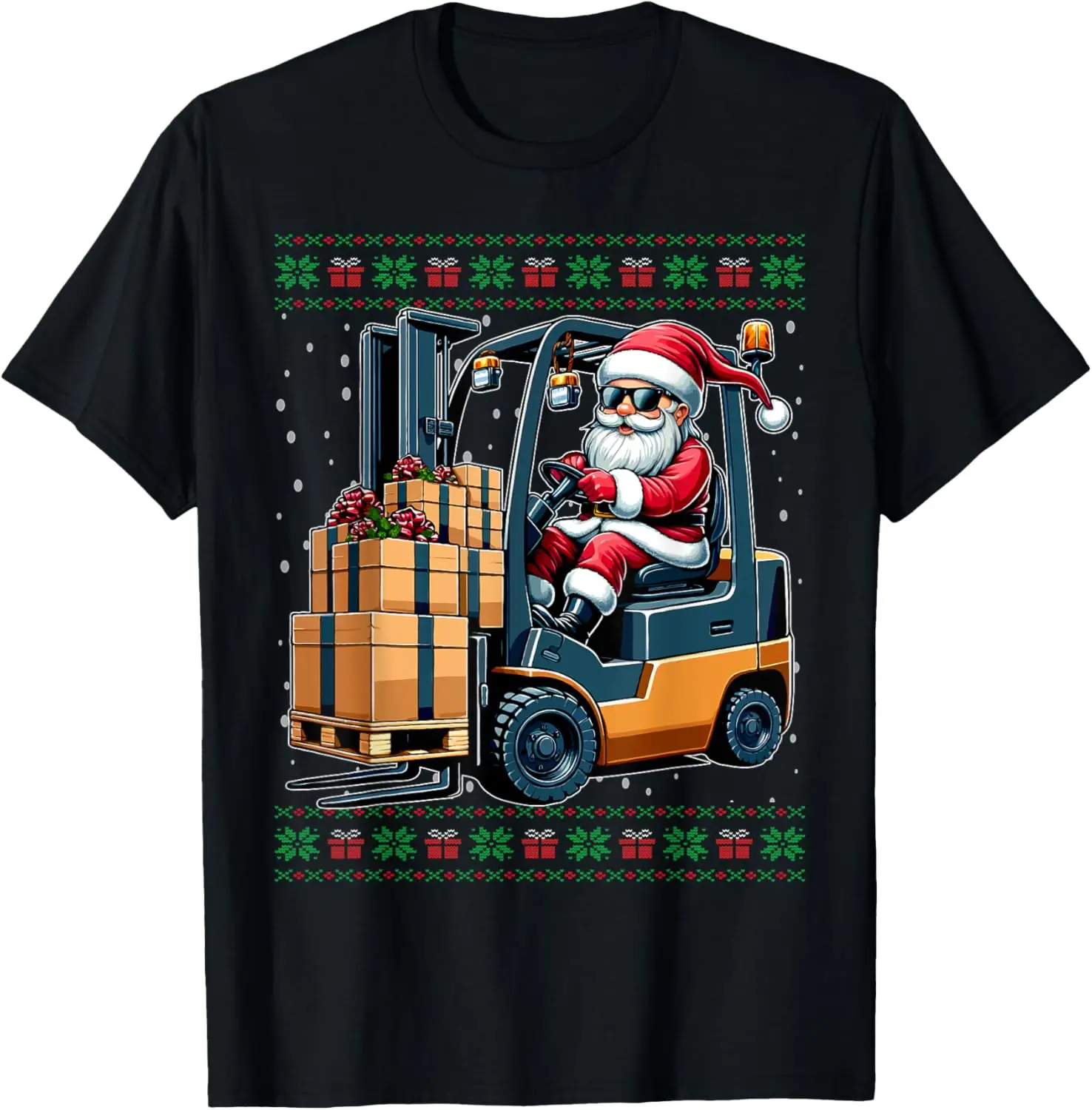 

Christmas Santa Forklift Driver Ugly Christmas Sweater T-Shirt