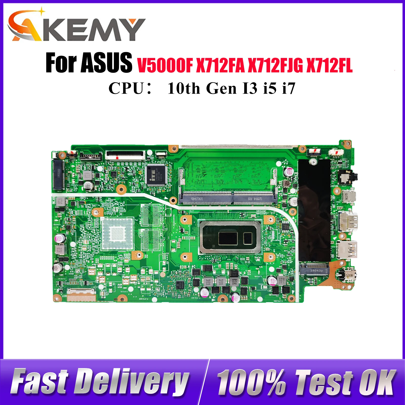 

X712FA Материнская плата для ноутбука ASUS VivoBook V5000F X712FF X712FJG X712FB X712FLC X712FL X712FJ X512F Материнская плата 10-го поколения I3 i5 i7