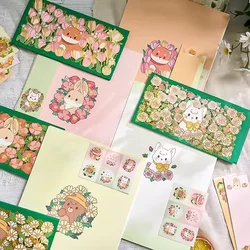 22pcs/Set Kawaii Envelopes Cute Letter Pads Envelopes for Letters Korean Stationery Bookmarks Postcards Cover Sealing Stickers