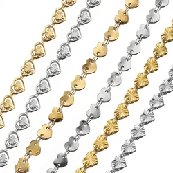 2Meters 1Meter Stainless Steel Chains Gold Color Multi Styles Love Heart Chains for Necklace Bracelet Jewelry Making DIY Bulk