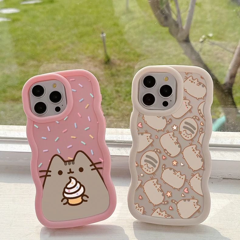 Cartoon donuts Pusheen Cat Phone Case For OPPO Reno 2 4 5 6 7 7Z 8 8T 11 Z Pro 4G 5G Candy Color Soft TPU Back Cover