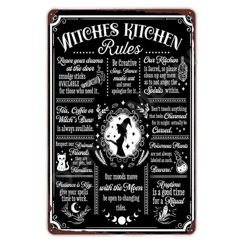Retro Tin Sign Witch's Blessing Vintage Poster, Home Bar Cafe Wall Decor, Halloween Metal Plate, Black Cat Art Sign - view 5