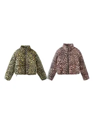 Women's clothing European and American style French design commuter style fashionable all-match leopard print jacket cotton coat