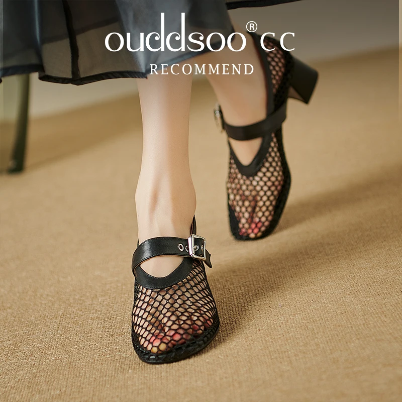 Ods Summer Luxury brands MS Hollow Sandals Women Flats Shallow New Beach Shoes Comfort Retro Female Flat Soft Bottom Ballet Shoe