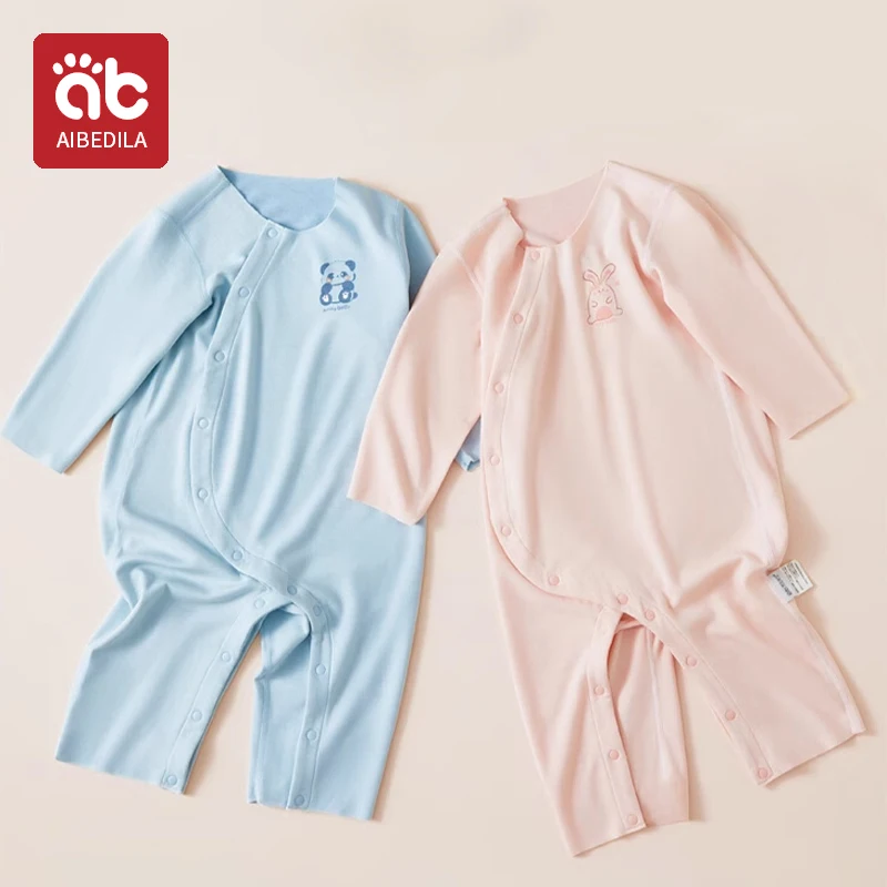 AIBEDILA Baby Jumpsuit Cotton Long-sleeved Folio Climbing Clothing Boys Girls Pajamas Baby Romper Kids Loose Jumpsuits