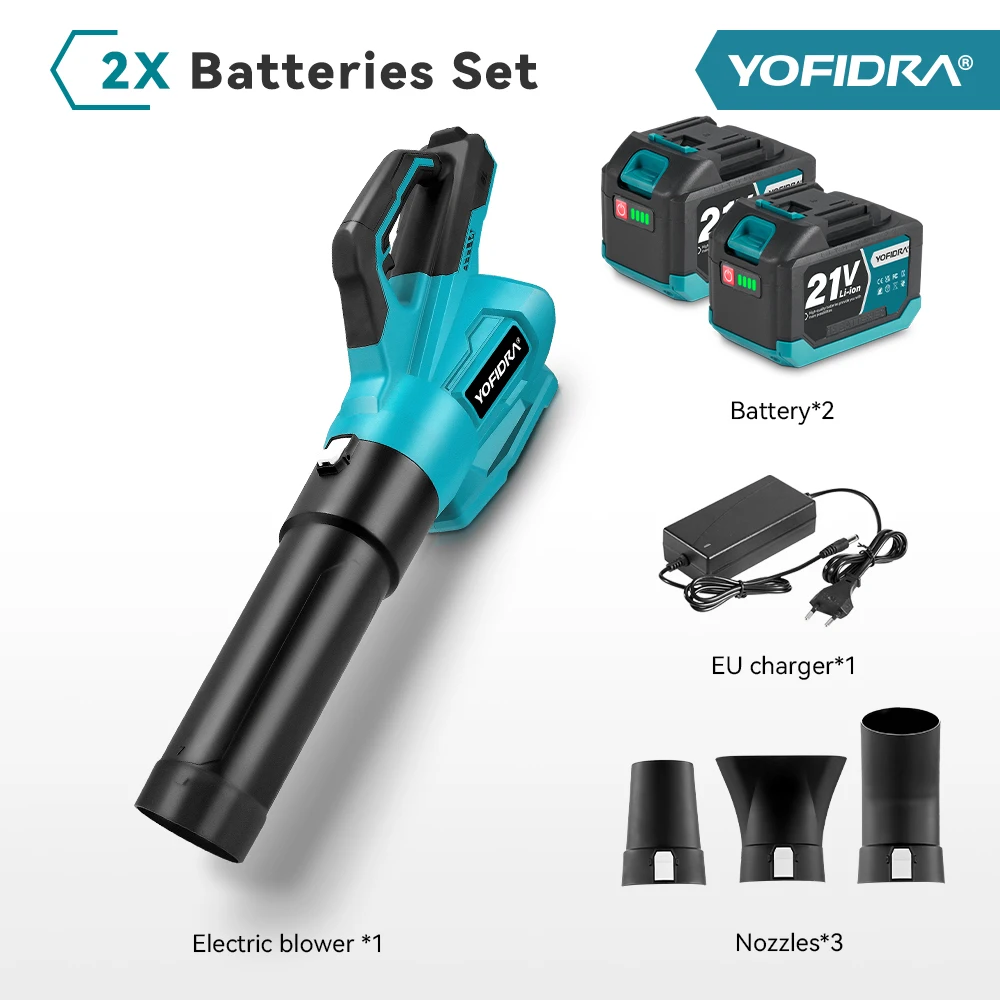 YOFIDRA Borstelloze Elektrische Luchtblazer 2000W Draadloze Stof- en Bladblazer Krachtig Gereedschap Voor Makita 21V Accu