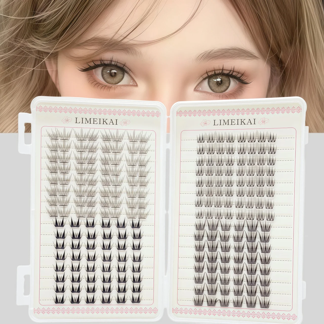 224 Cluster-Kunstwimpern, handgefertigte Katzenaugen-Wimpern, weich & natürlich, 3D-Augen-Make-up, DIY, Reise, Braut, Hochzeit