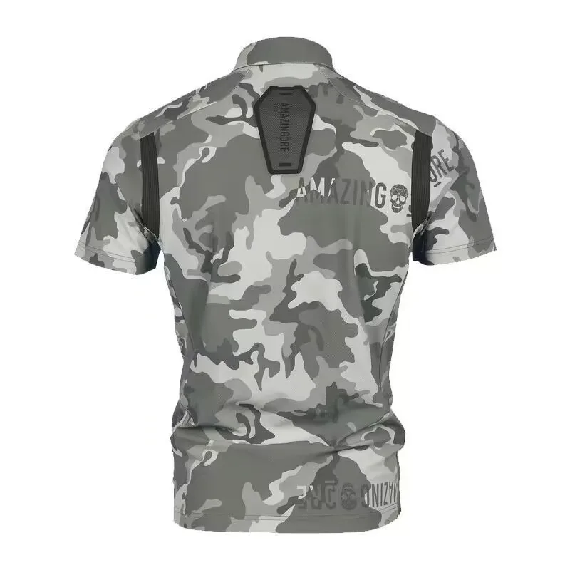 2024 New Original Golf Clothing Men\'s Full Print Military Camo Polo Top Quick Drying Cool Sport Short Sleeves