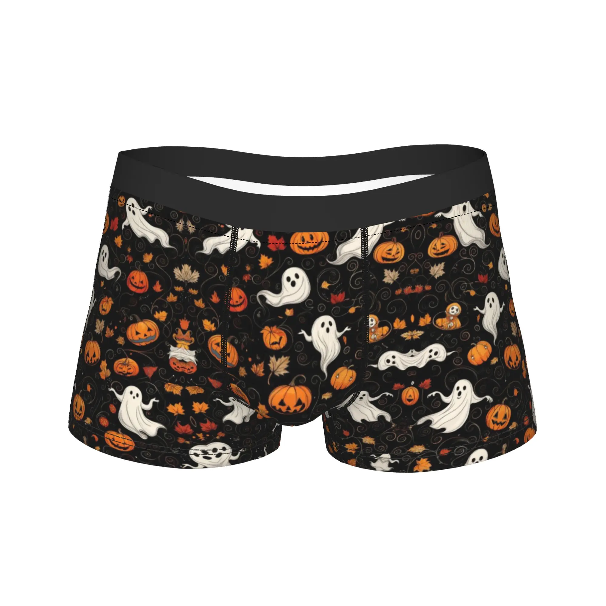 Men Halloween Ghost Pumpkin Spooky Trick Or Treat Witch Boxers Shorts,Ultra Soft  Underwear Shorts Boxer Briefs