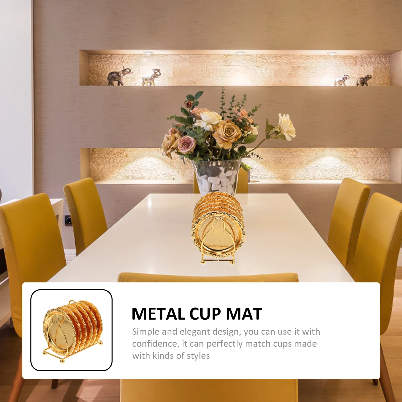 

Metal Carved Coasters Kitchen Cup Mat Heat Resistant Insulation Pad Decorative Pattern
