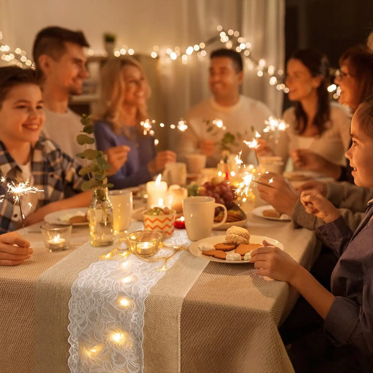 

Okay 6 Pack Burlap Table Runner with LED Lights Lace Rustic Natural Boho Runner for Farmhouse Wedding Decor 12x108 Inches