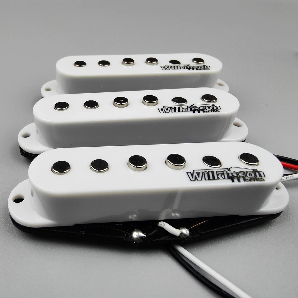 Звукосниматели для электрогитары Wilkinson Lic, винтажные звукосниматели с одной катушкой для гитары ST, белый, черный, 1 комплект WOVS
