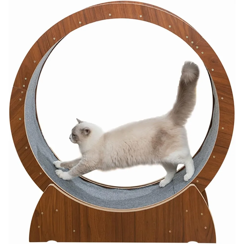 

Exercise Wheel Brown, Anti-Pinch Treadmill for Indoor Cats, Heavy Duty Cat Running Wheel, Multifunctional Cat Toy