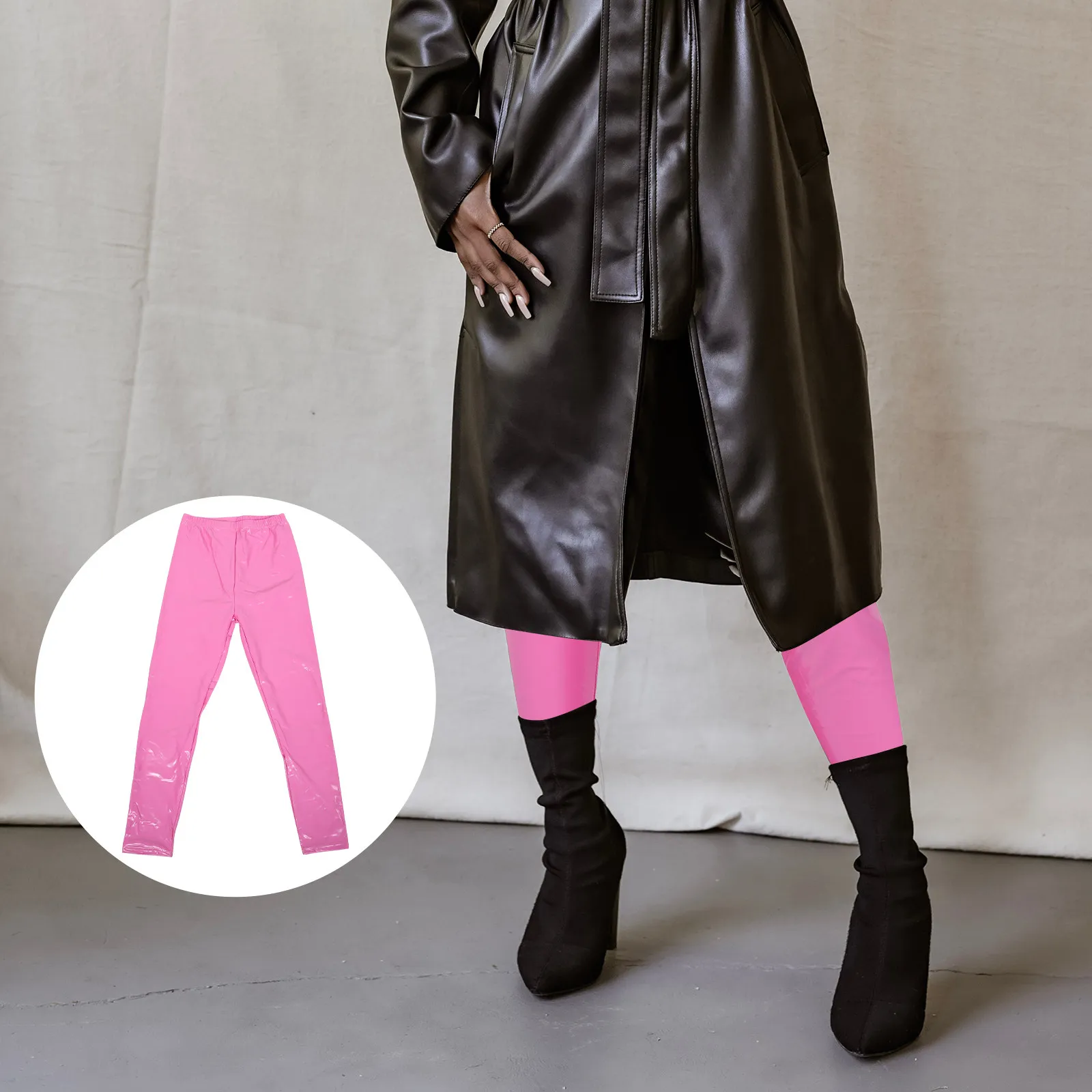 

1Pcs Women Stretchy Leggings High Waist Tummy Control Fashion Pants for Clubbing Halloween Christmas Night Out