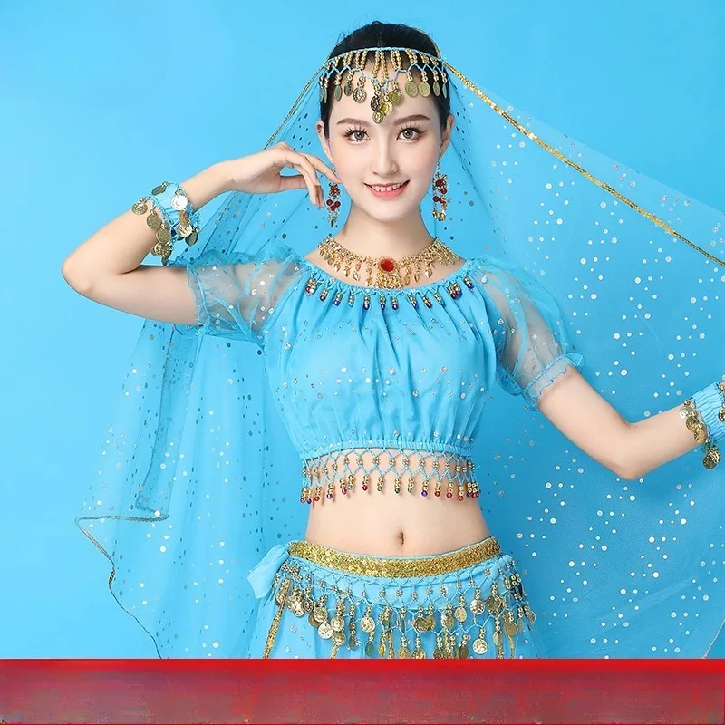 

Новая коллекция: Элегантный костюм для индийского танца живота для женщин, комплект для выступлений на сцене, танцевальный набор в стиле Синьцзян, 2026 год